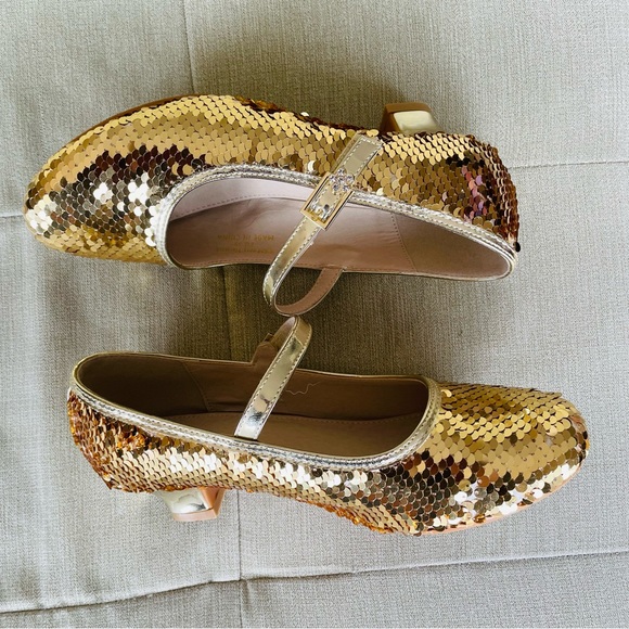 Girl’s gold Sequins dress shoes, SZ 4 - Picture 3 of 13
